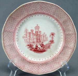 TJ Mayer Baronial Halls Wright & Wharton Red Transferware 7 1/2 Inch Plate C1842 - Picture 1 of 8