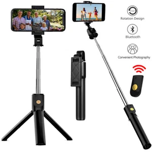 Phone Tripod Stand Selfie Stick 27.5 Inch Aluminum Alloy with Wireless Remote - Picture 1 of 19