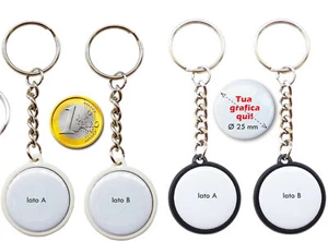 PORTACHIAVE DUE FACCE PORTACHIAVI PERSONALIZZABILE TONDO PERSONALIZZATO GADGET - Picture 1 of 2