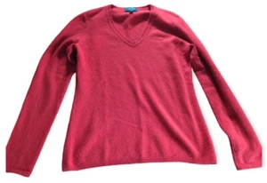 Maglione Charter Club lusso da donna taglia small 100% rosso cashmere collo a V - Foto 1 di 3