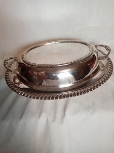 Vintage Silver Plate Oval Serving Dish Bowl With Lid - Picture 1 of 5