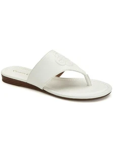 CHARTER CLUB Womens White Quilted Logo Olympiaa Almond Toe Slip On Sandals 6.5 M - Picture 1 of 9