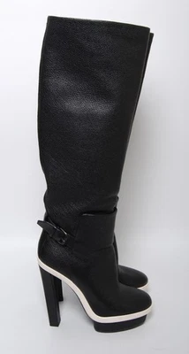 Balenciaga Women Black Booties Leather Solid Casual Knee High Boots Size EU 36.5 - Image 1 of 4