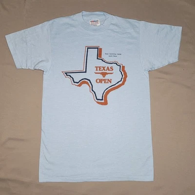 Camisa De Colección Texas Longhorns Para Hombres Mediana Azul Claro NCAA Evento de Natación Años 80 Foto 1 de 4
