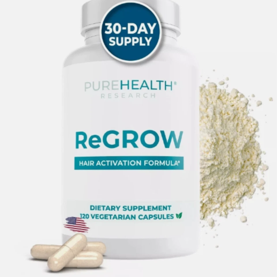 ReGrow Hair Growth Vitamins with Biotin, Hair Supplement by PureHealth Research - Image 1 of 4