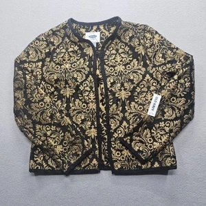 Chaqueta de manga larga Old Navy para mujer talla mediana negra dorada nueva con etiquetas - Imagen 1 de 11