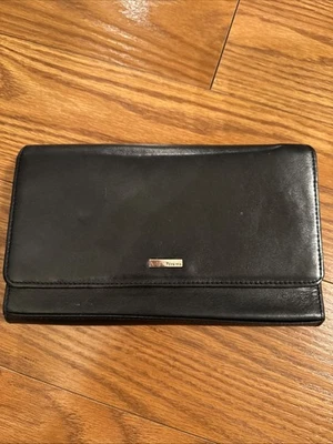 Carteira/embreagem de couro preta Perlina - Imagem 1 de 4