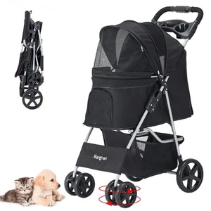 Pet Stroller for Medium Small Dogs and Cats, Folding Puppy Stroller Dog Cat C... - Picture 1 of 9