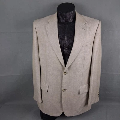 Chaqueta Blazer Club Room Sportcoat 42R Hombre Mezcla de Lino Beige Espiga 2 Botones Foto 1 de 4