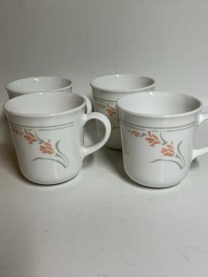 Juego de CINCO (5) tazas de café vintage Corelle Corning Ware GUIRNALDA DE MELOCOTÓN Foto 1 de 2