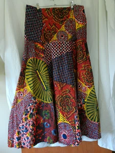 Gonna BOLD africana stampa blocco cera boho maxi hippy crazyquilt aderente svasata zip - Foto 1 di 23