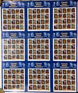 UNIVERSAL MONSTERS USPS UNCUT ONE SHEET ORIGINAL DELIVERY TUBE - Picture 1 of 3