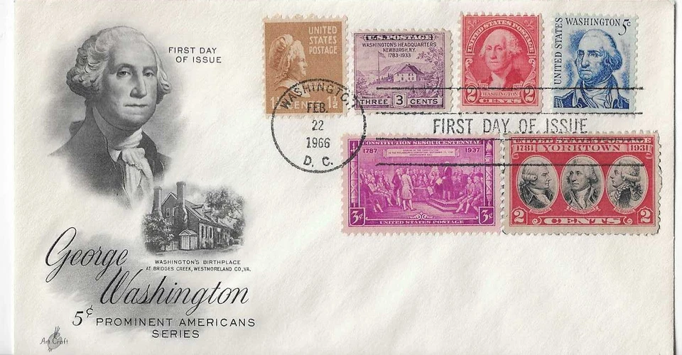 ArtCraft # 1283 George Washington, 6-stamp combo - Image 1 of 1