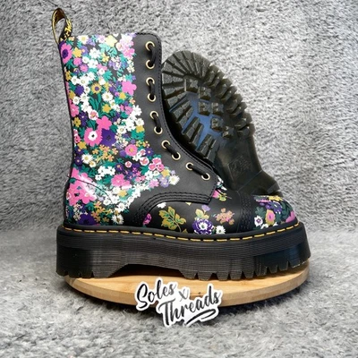 Dr. Martens Sinclair High Floral Platform Boots Size 8 Women Black - Image 1 of 4