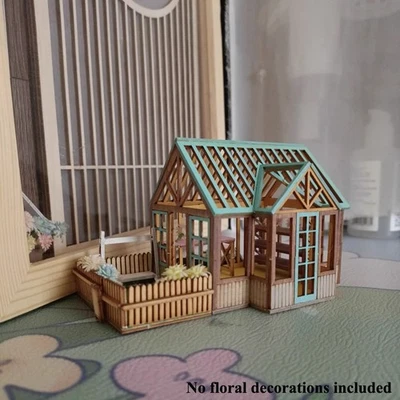 Puzzle Kit 1/144 Scale Dollhouse Miniatures Mini House with Fence Unfinished - Image 1 of 4