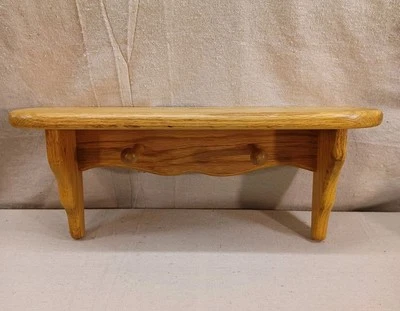 Solid Oak Wood Wall Shelf With Plate Groove And Pegs 18" Long  - Image 1 of 4