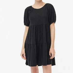 J. Vestido Crew Swiss Dot manga abullonada para mujer XS negro en capas pradera preppy - Imagen 1 de 9