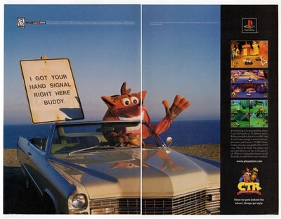 1999 CTR Vintage Original 2 page PRINT AD | Playstation  Crash Team Racing video - Image 1 of 2