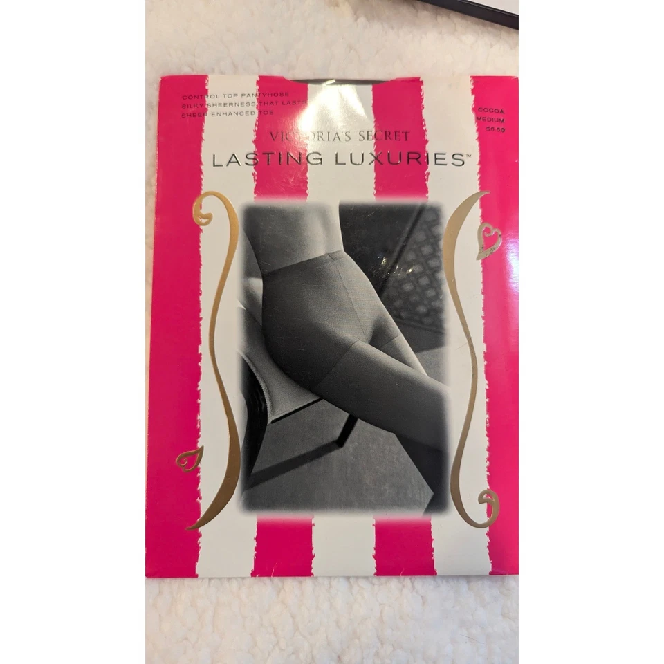 VICTORIA SECRET LUJOS DURADEROS CONTROL PANTIMEDIAS CACAO TRANSPARENTE MD DE COLECCIÓN AÑOS 90 Foto 1 de 3