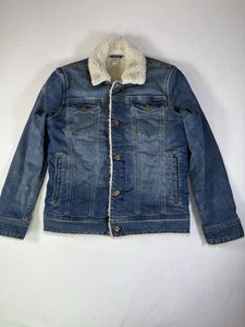 Crewcuts Damen Jacke 12 blau Baumwollmischung Button Down Stretch Sherpa gefüttert Denim - Bild 1 von 7