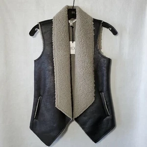 JACK Vest by BB Dakota Faux Leather Black Lined Womens XS - Picture 1 of 9