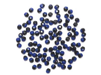 Navy Blue and Black Opaque Czech FP Round Faceted Glass Beads, 6mm 60pcs, P432 - Image 1 of 4