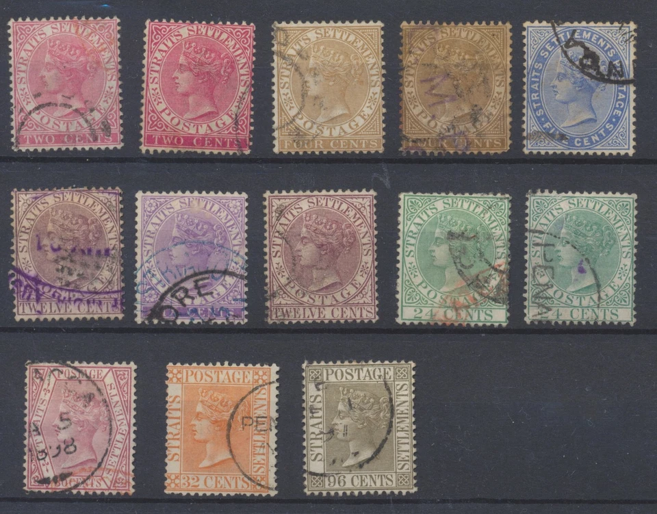 Estampillas de asentamientos del estrecho 1883 SG63;a;64;b;65;66;a;67;68;a;69/71 CV 236,75 £ Foto 1 de 2