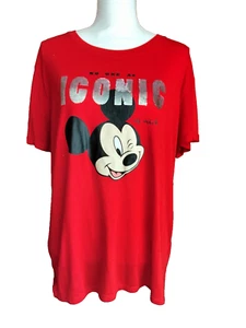 Disney Mickey Mouse Iconic Short Sleeve Red Sequin Bling  Top 3x Plus Size - Picture 1 of 6