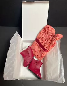 American Girl Caroline's Travel Outfit Retired Floral Dress & Boots - Picture 1 of 6