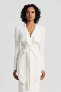 Scanlan Theodore Crepe Knit Jacket Cardigan Wrap Drape Front Size S White - Picture 1 of 14