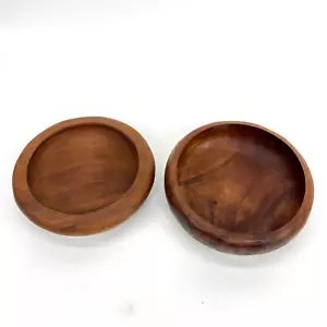 Wooden Soup Bowls. Made In Haiti. Maybe Mahogany Wood. Set Of 2 - Picture 1 of 7
