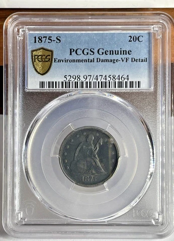 1875-S SEATED LIBERTY TWENTY CENT PCGS VF detail Cover
