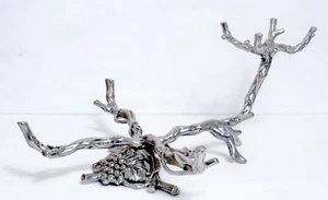 Arthur Court 2 Tiered Stand Grapevine Chip Dip Bowl Set Silver Aluminum 2011 - Picture 1 of 5