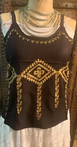 Damen Top Tank Bluse weich Baumwolle Batik Print Boho Posten Sale Schokolade Sommer - Bild 1 von 7