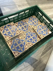 Twelve 19th century Minton & Co Cross Floury encaustic tiles Augustus Pugin - Picture 1 of 3
