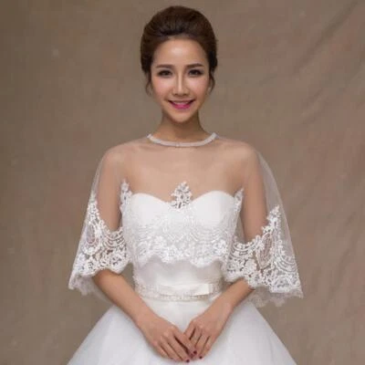 Chal envolvente de tul de encaje bordado para boda para novia Foto 1 de 4