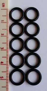 Ten black coloured rubber (catchless 7.9mm) stitch markers - Bild 1 von 1