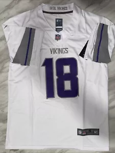 Camiseta de fútbol americano para hombre Minnesota Vikings #18 cosida color blanco 3XL NUEVA CON ETIQUETAS 1449 - Imagen 1 de 5