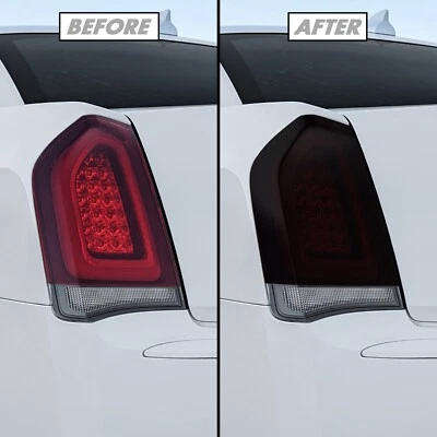 FOR 2015-2023 Chrysler 300 Tail Light Cutout SMOKE Precut Vinyl Tint Overlays - Image 1 of 4