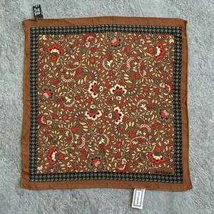 GIANNI VERSACE 80's brown silk pocket square handkerchief Floral print size 12" - Picture 1 of 18