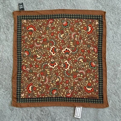 GIANNI VERSACE 80's brown silk pocket square handkerchief Floral print size 12" - Image 1 of 4