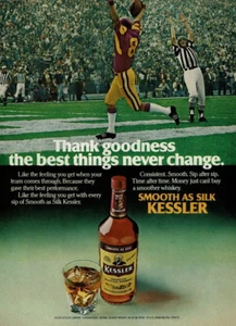 1978 Vintage Print Ad Smooth as Silk Kessler Whiskey Thank goodness football - Bild 1 von 2
