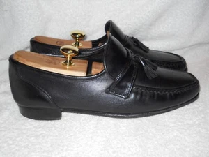 Excellent Cond. Vintage Florsheim Black Leather Tassel Loafer Made In Italy 9D - Picture 1 of 9