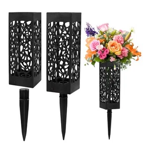 2 Pack 12 Inch Grave Vases for Cemetery with Stake Graveside Flower Holder Me... - Picture 1 of 9
