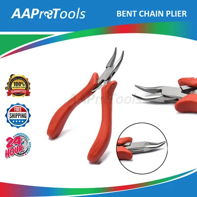 SUPER Fine Bent Nose Jewelry chain Making fishing Pliers Non-Slip Handle PL-036 - Image 1 of 3