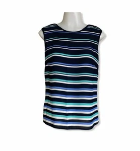 TOMMY HILFIGER SPORT Women Scoop Neck Sleeveless Stripes Blouse Size XS - Picture 1 of 10