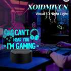 Gaming Night Light for Boys Girls, 3D Illusion Lamp Can't Hear You I'm Gaming He