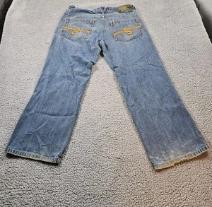 5ive Jungle Jeans Baggy Y2K Hose weites Bein bestickt Taschen Skater Cowboy 36" - Bild 1 von 18