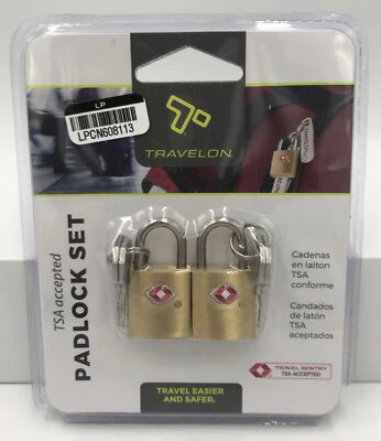 ¡NUEVO! Travelon TSA Aceptado Juego de 2 Candados de Latón, Embalaje Dañado Foto 1 de 3