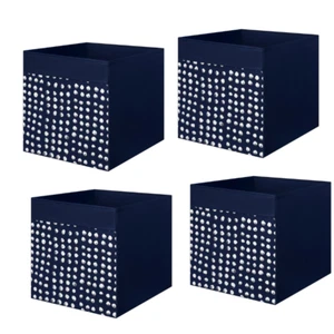 4x IKEA DRÖNA Storage Box 33x38x33 cm - Dark Blue/White Fabric Cube Organizer - Bild 1 von 4